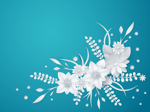 White Paper Flowers Floral Background