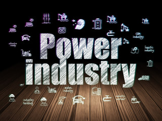 Manufacuring concept: Power Industry in grunge dark room