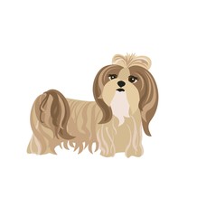 Funny dog pale cream Yorkshire terrier. Vector