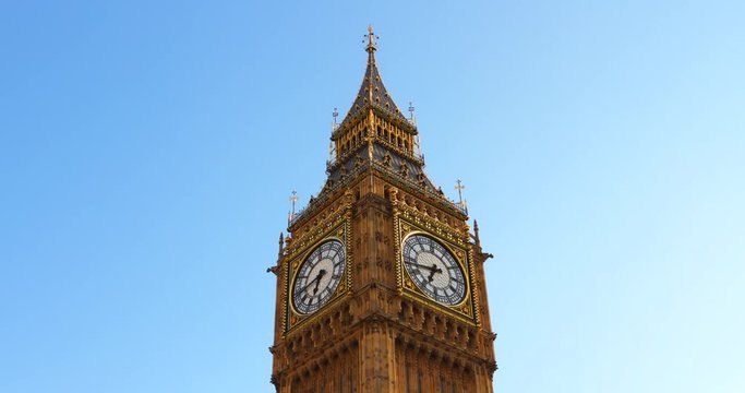 Time lapse of Big Ben Clock in London, England. 