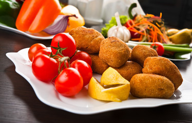 Eating fast food, on a plate