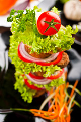 Eating fast food, on a plate