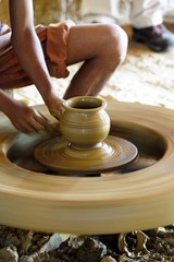 Hand spun potters wheel