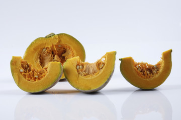 Sweet orange pumpkin isolated on white.