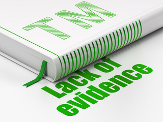 Law concept: book Trademark, Lack Of Evidence on white background