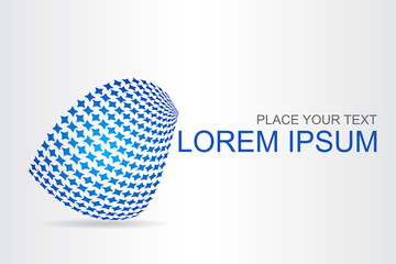 Logo stylized spherical surface with abstract shapes