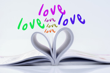 Heart shape from book.