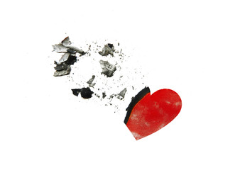 Burned red heart
