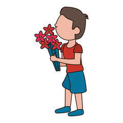 drawing son kid flower gift vector illustration eps 10