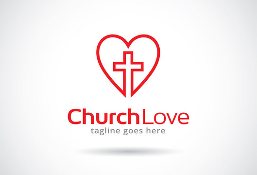 Church Love Logo Template Design Vector, Emblem, Design Concept, Creative Symbol, Icon