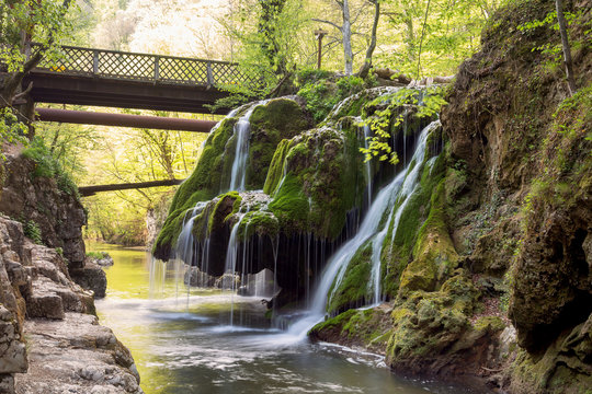 Beautiful mountain waterfall 