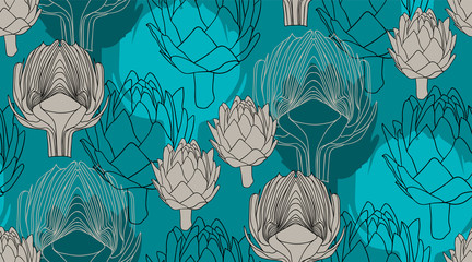 Seamless pattern with the artichoke symbol.