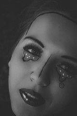 Greyscale portrait of a pretty young woman