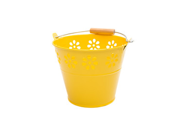 Fototapeta na wymiar Yellow decorative bucket isolated