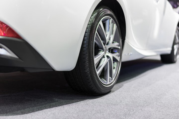 Close up wheel of the modern and elegant car