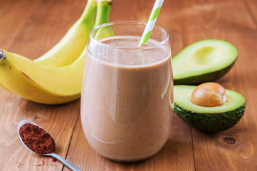 Healthy chocolate avocado banana smoothie