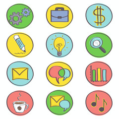 Colorful vector collection with business icons isolated