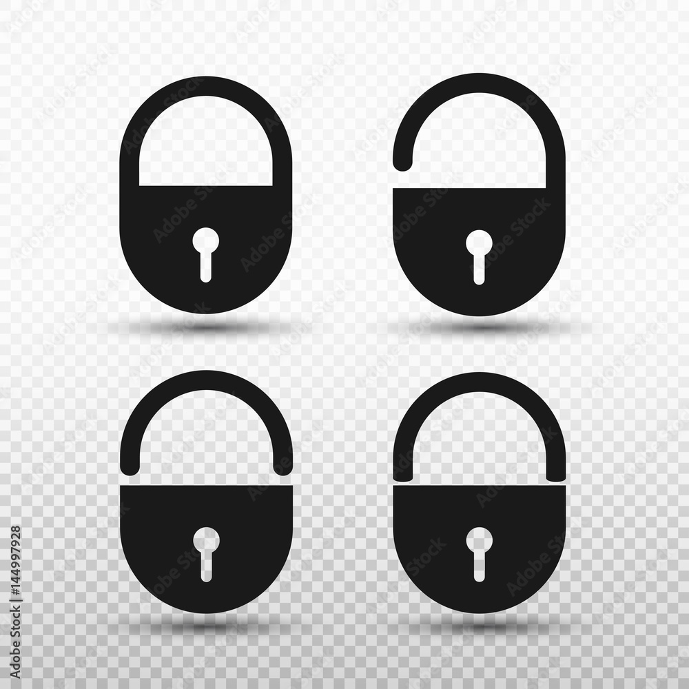 Wall mural lock and unlock icon flat. vector illustration. isolated on transparent background