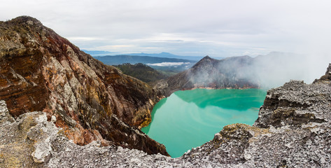 panoramic view of the volkano crater Ijen, Indonesia © everigenia