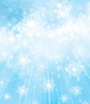Vector blue background with snowflakes.