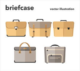 Vector illustration of briefcase bags set in flat design style