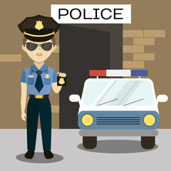 Policeman In American Cop Uniform