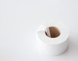 Large paper roll on the white table.