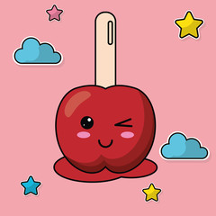 kawaii candy apple image vector illustration eps 10