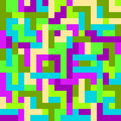 Simple stylish colorful geometric texture with irregular structure of repeating lines. Purple, green and blue background for fabrics, decor and wallpapers. Vector seamless pattern.