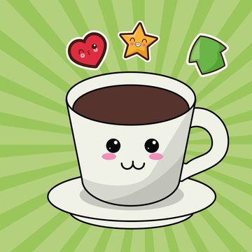 kawaii coffee cup image vector illustration eps 10