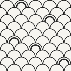 Modern stylish irregular outlined monochrome texture with structure of repeating round shapes. Abstract waves background for decoration, wallpapers, wrapping paper and fabric. Seamless vector pattern.