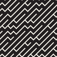 Irregular Maze Shapes Tiling Contemporary Graphic Design. Vector Seamless Black and White Pattern