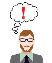 Person denkt an - Ausrufezeichen Hinweis