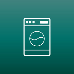 Washer flat vector icon. Laundress sign symbol flat vector illustration on green background.