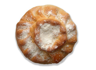 small round pie on white background isolated