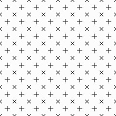 Modern stylish geometric background with structure of repeating crosses. Monochrome texture is perfect for prints, wrapping paper and postcards. Vector seamless pattern. - 145007139
