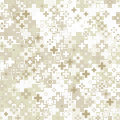 Modern stylish irregular geometric background with structure of different sized crosses in trendy color style. Repeating luxury texture for textile, wallpaper, wrapping paper. Vector seamless pattern.