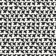 Abstract hand drawn monochrome background with rows of repeating X marks. Grungy irregular texture perfect for prints, postcards and wrapping paper. Vector seamless pattern. - 145007335