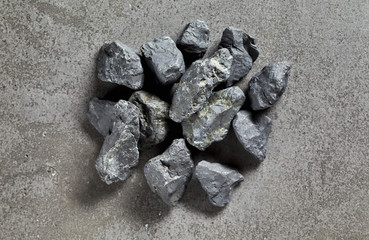 Rough pieces of shungite, a mineral high in carbon