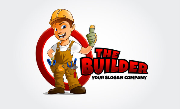 Builder man in cartoon style Royalty Free Vector Image