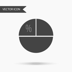 Vector business icon pie chart. Icon for for annual reports, charts, presentations, workflow layout, banner, number options, step up options, web design. Contemporary flat design