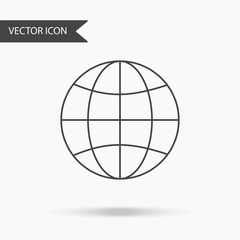 Vector business icon globe. Icon for for annual reports, charts, presentations, workflow layout, banner, number options, step up options, web design. Contemporary flat design