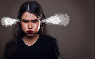 Angry Annoyed Woman With Steaming Ears