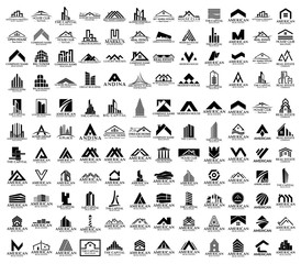 Mega Set and Big Group, Real Estate, Building and Construction Logo Vector Design Eps 10