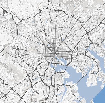 Map Baltimore City. Maryland Roads