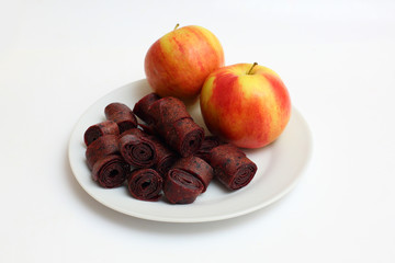 Apple pastille on white background