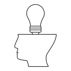 human head bulb idea outline vector illustration eps 10