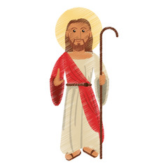 Obraz premium drawing jesus christ with stick design vector illustration eps 10