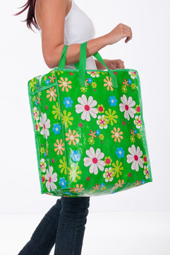 Large bag for women, flowers motif