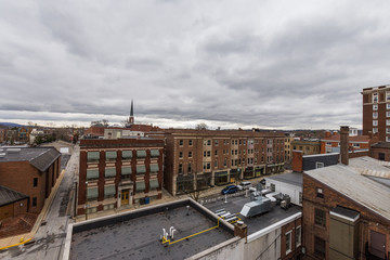 Fototapeta premium Aerial of downtown historic york, pennsylvania in spring